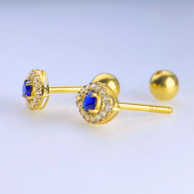 18K Solid Gold Evil Eye Stud Earrings – Minimalist Protection Jewelry with Screw-On Backs, Waterproof & Tarnish-Free