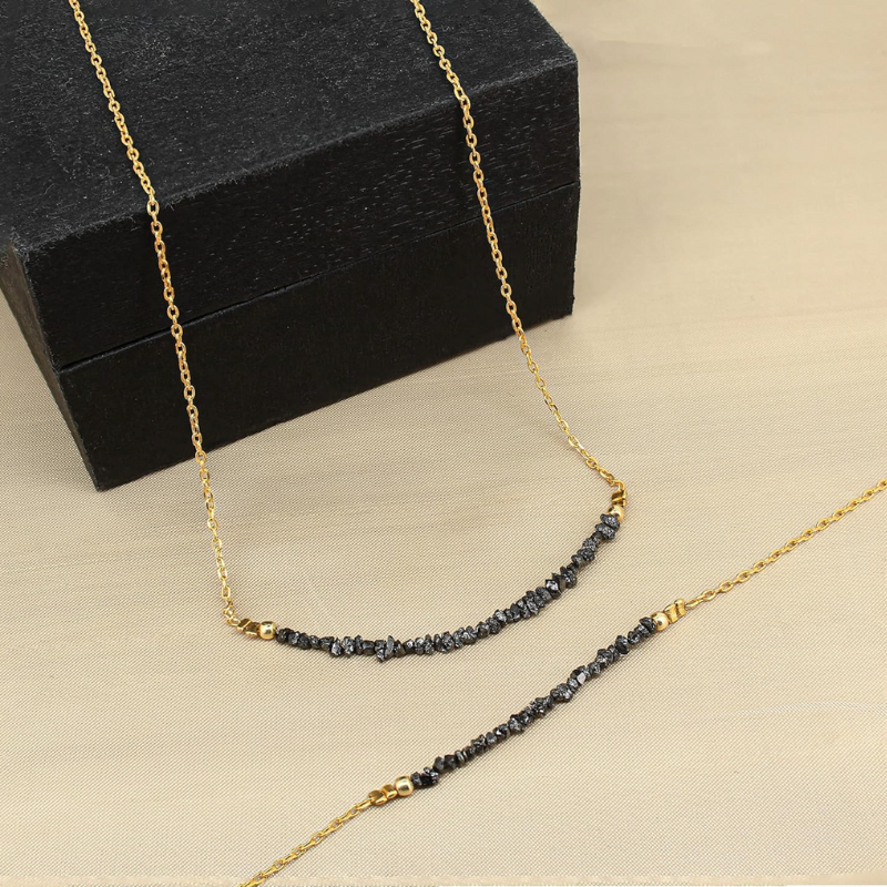 Noir Luxe Black Diamond and 18k Solid Gold Chain Bracelet