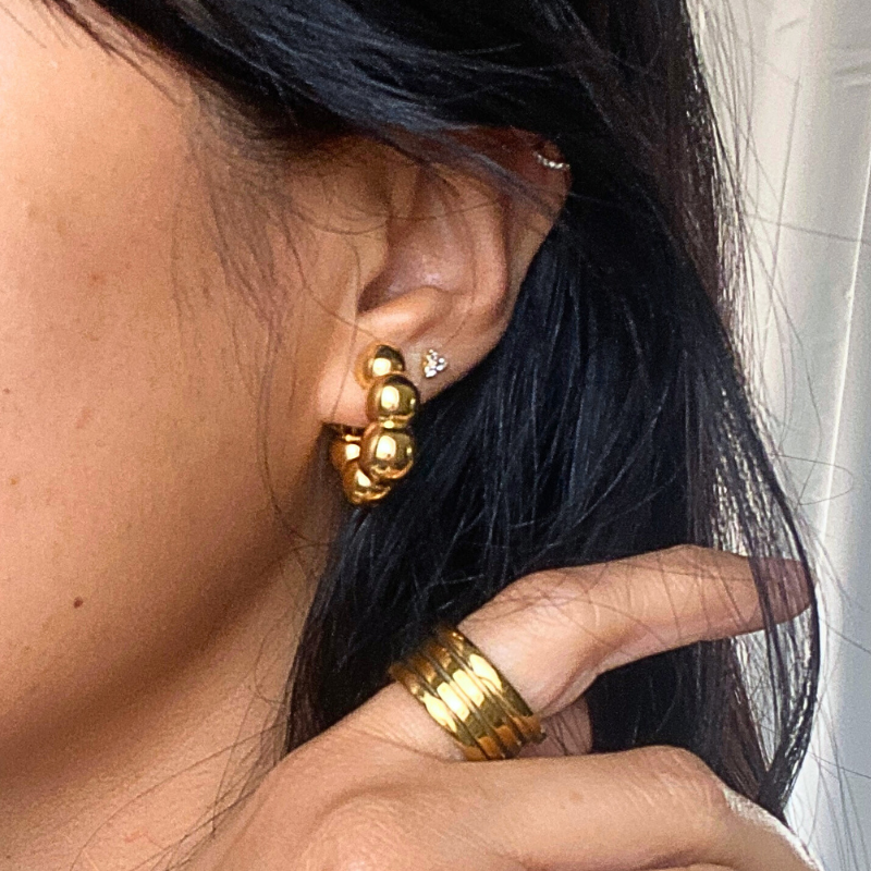 18K Gold Bubble Hoop Earrings