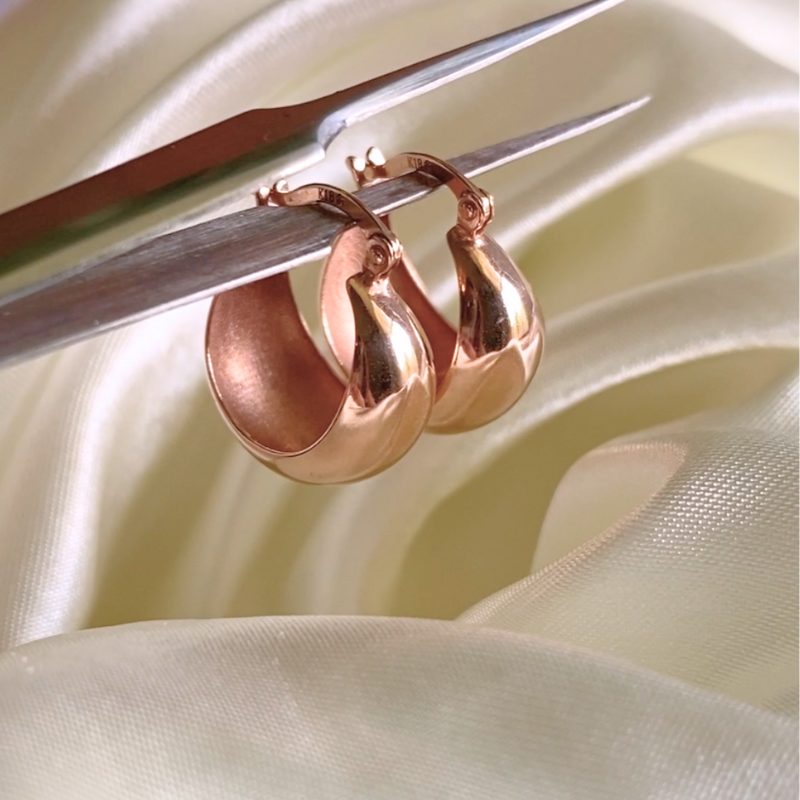 18K Gold Dome Hoops - Rose Gold