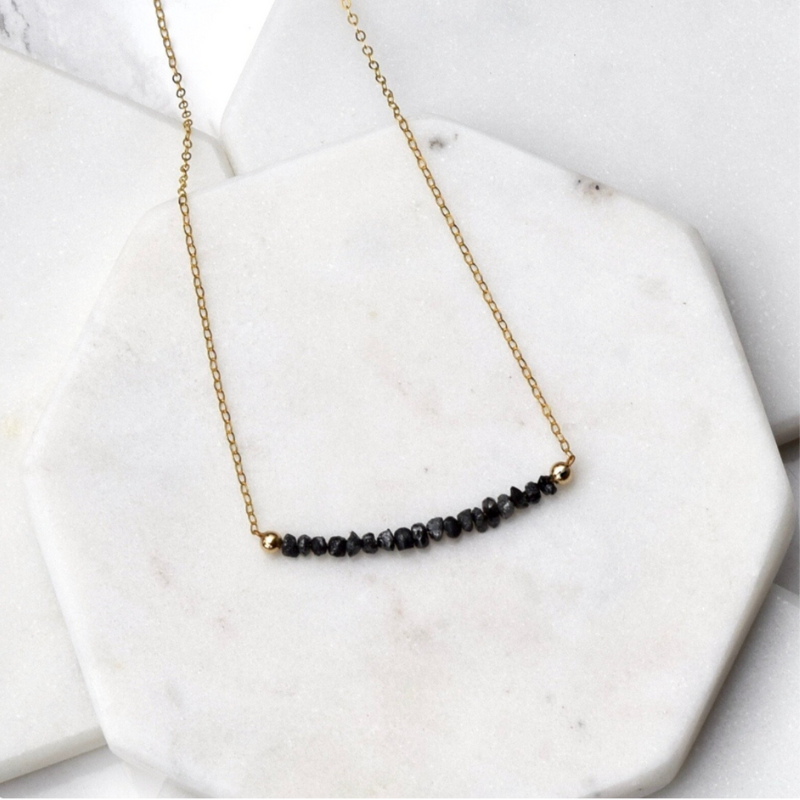 Noir Luxe Black Diamond and 18k Solid Gold Chain Necklace