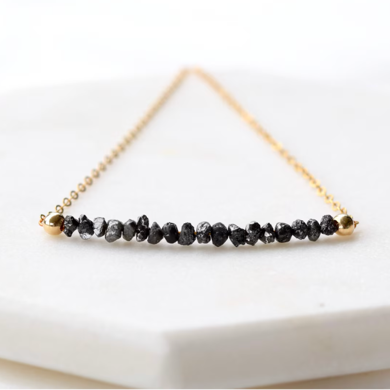 Noir Luxe Black Diamond and 18k Solid Gold Chain Necklace