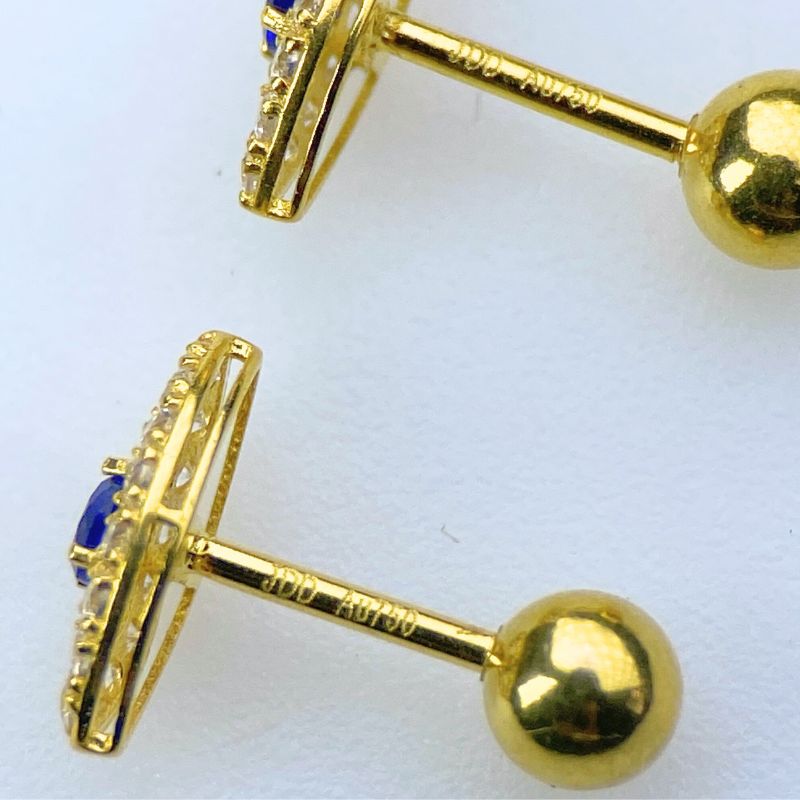 18K Solid Gold Evil Eye Stud Earrings – Minimalist Protection Jewelry with Screw-On Backs, Waterproof & Tarnish-Free