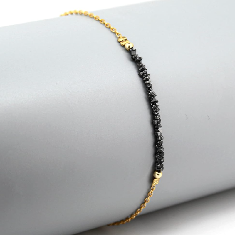 Noir Luxe Black Diamond and 18k Solid Gold Chain Bracelet