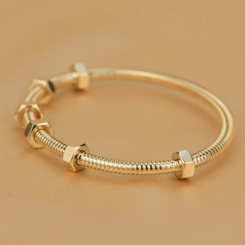 18K Gold Nut and Bolt Bangle