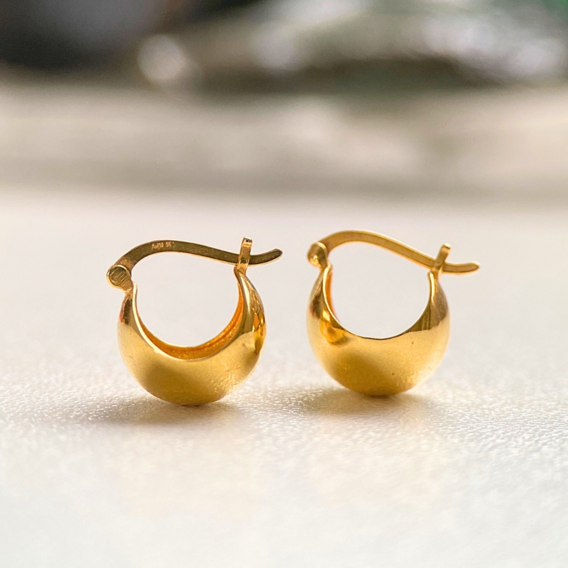18K Gold Ball Hoop Earrings