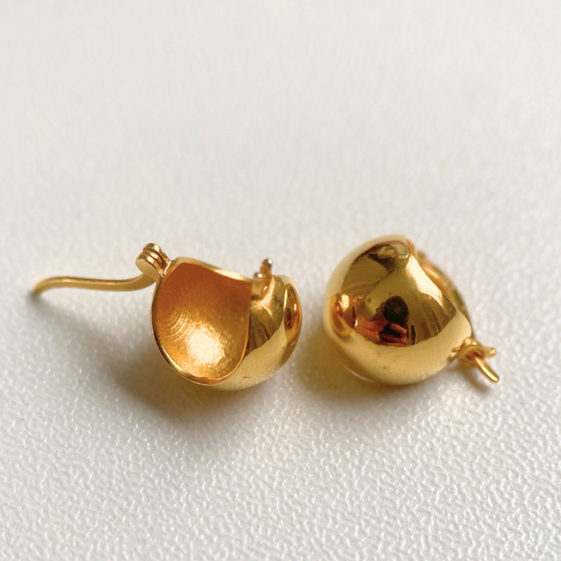 18K Gold Ball Hoop Earrings