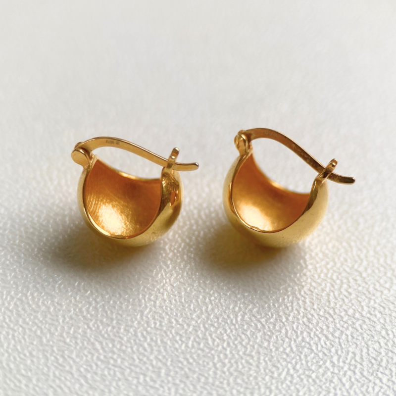 18K Gold Ball Hoop Earrings