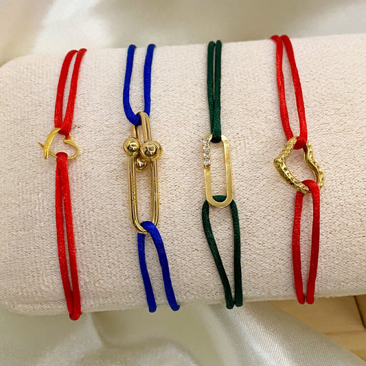 Handmade Cord Bracelets with Solid 18k Gold Charms