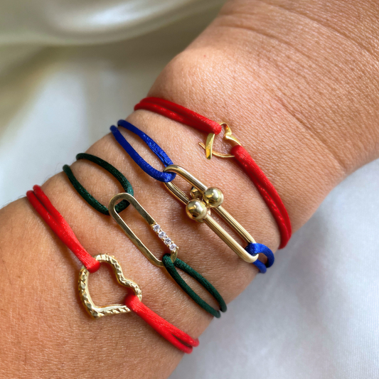 Handmade Cord Bracelets with Real 18k Gold Charms