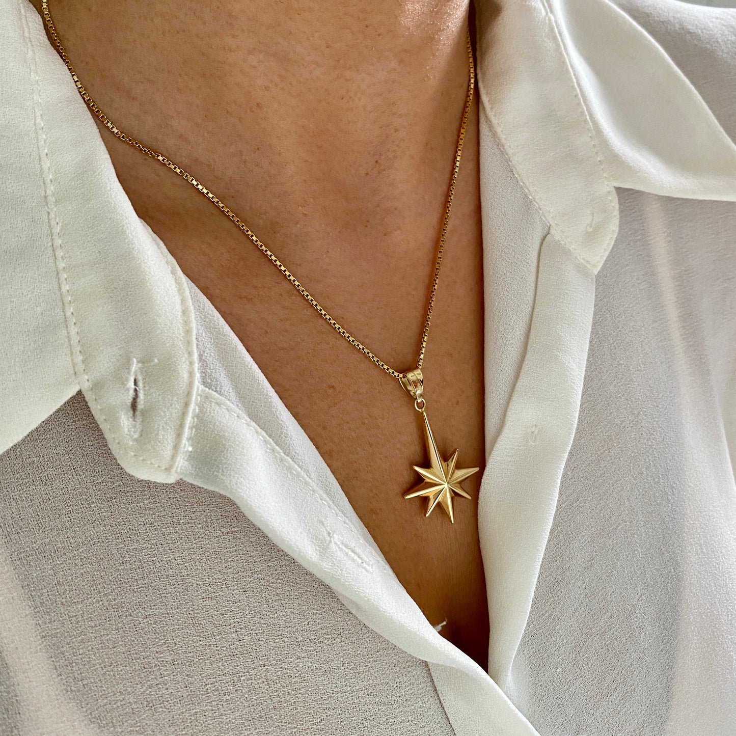 18K Gold North Star Pendant
