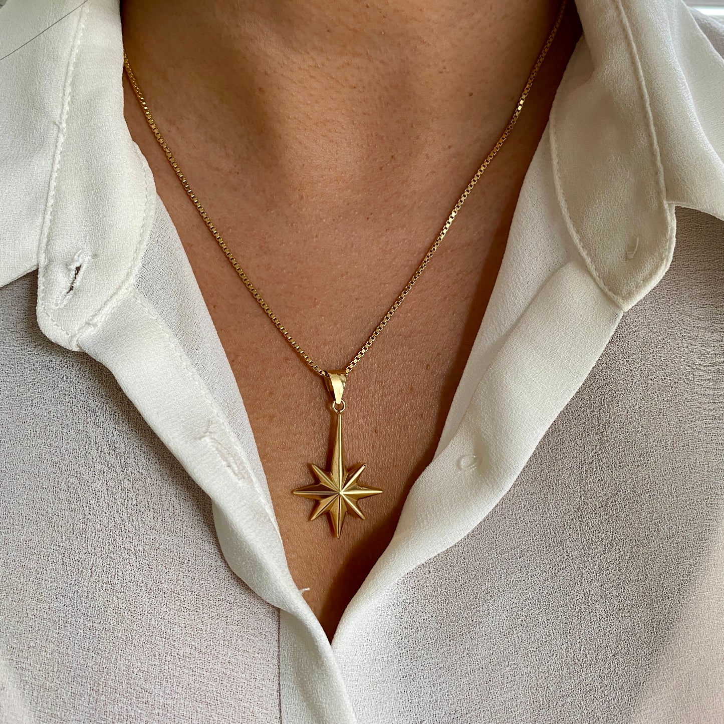 18K Gold North Star Pendant