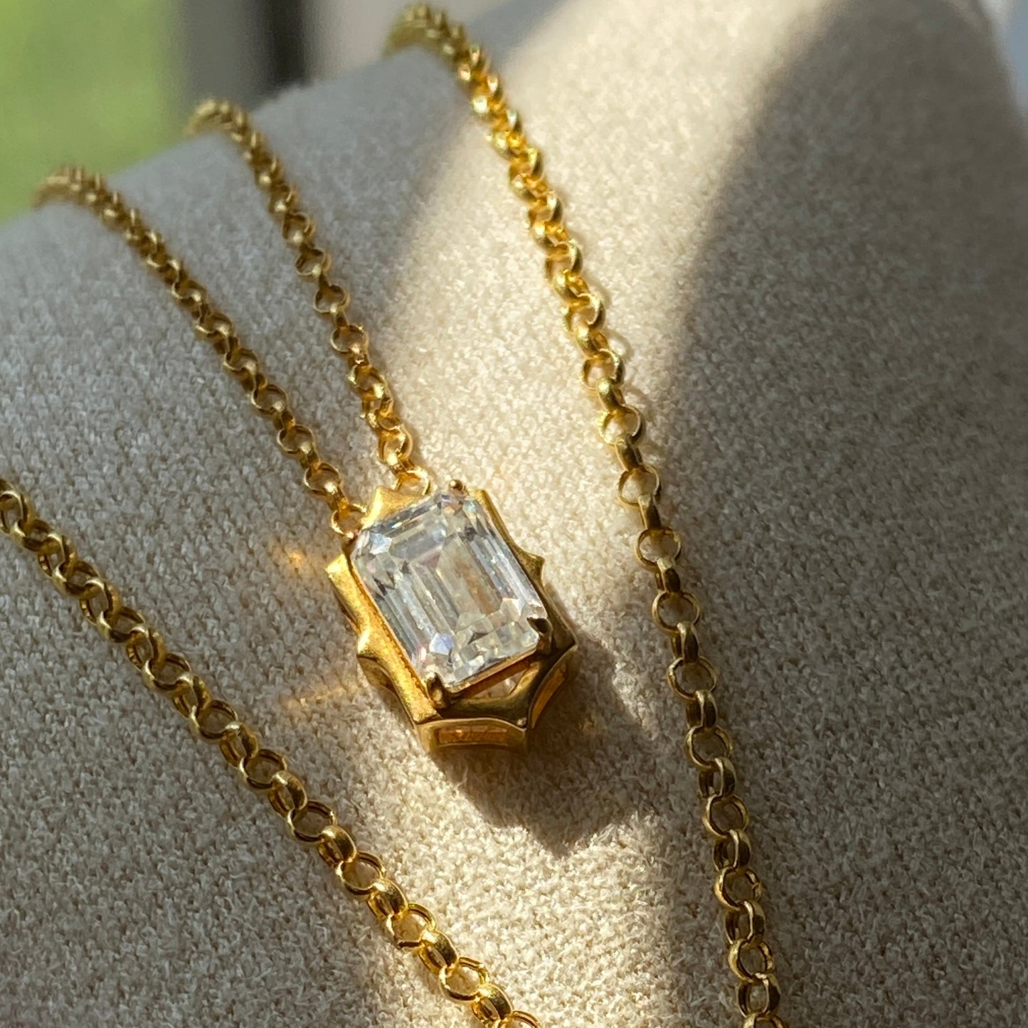 Mom & Daughter Matching Emerald Cut Solitaire Moissanite Necklace Set