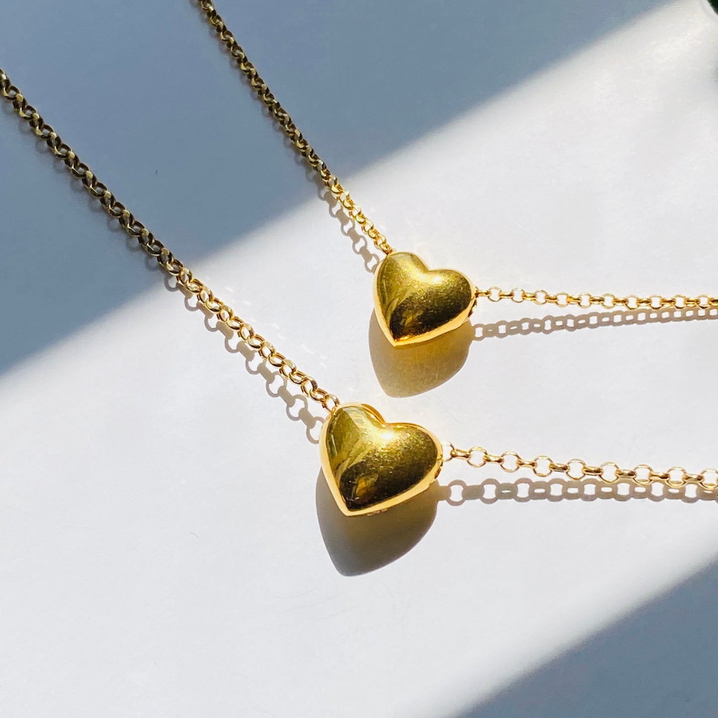 Mom & Daughter Matching Chunky Puff Heart Necklace Set