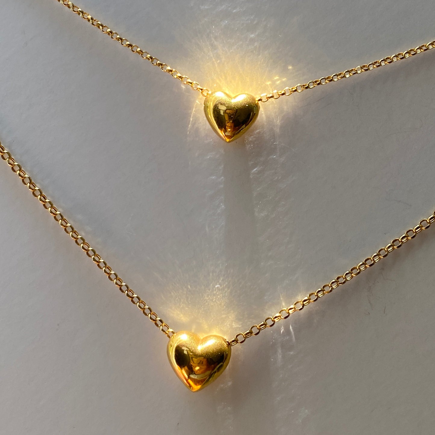 Mom & Daughter Matching Chunky Puff Heart Necklace Set