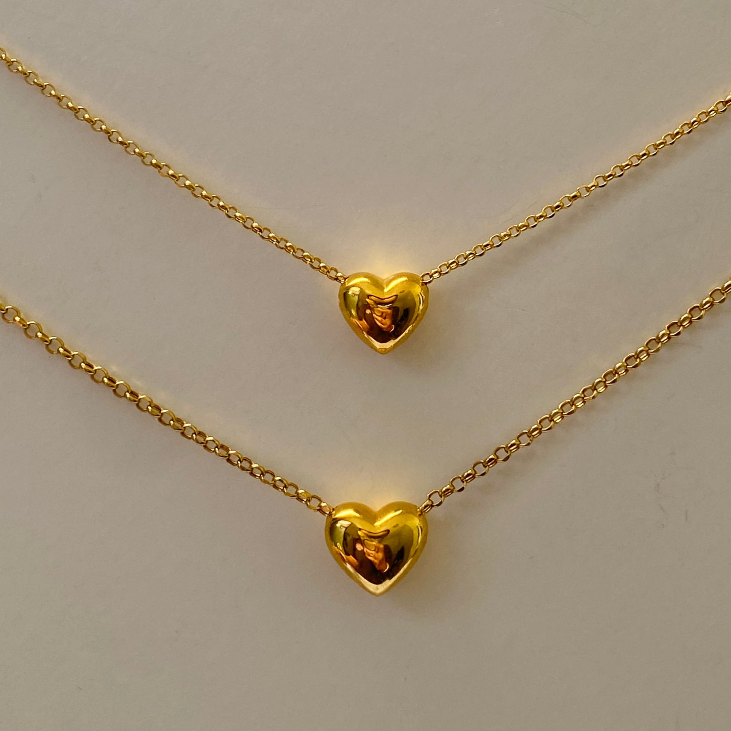 Mom & Daughter Matching Chunky Puff Heart Necklace Set
