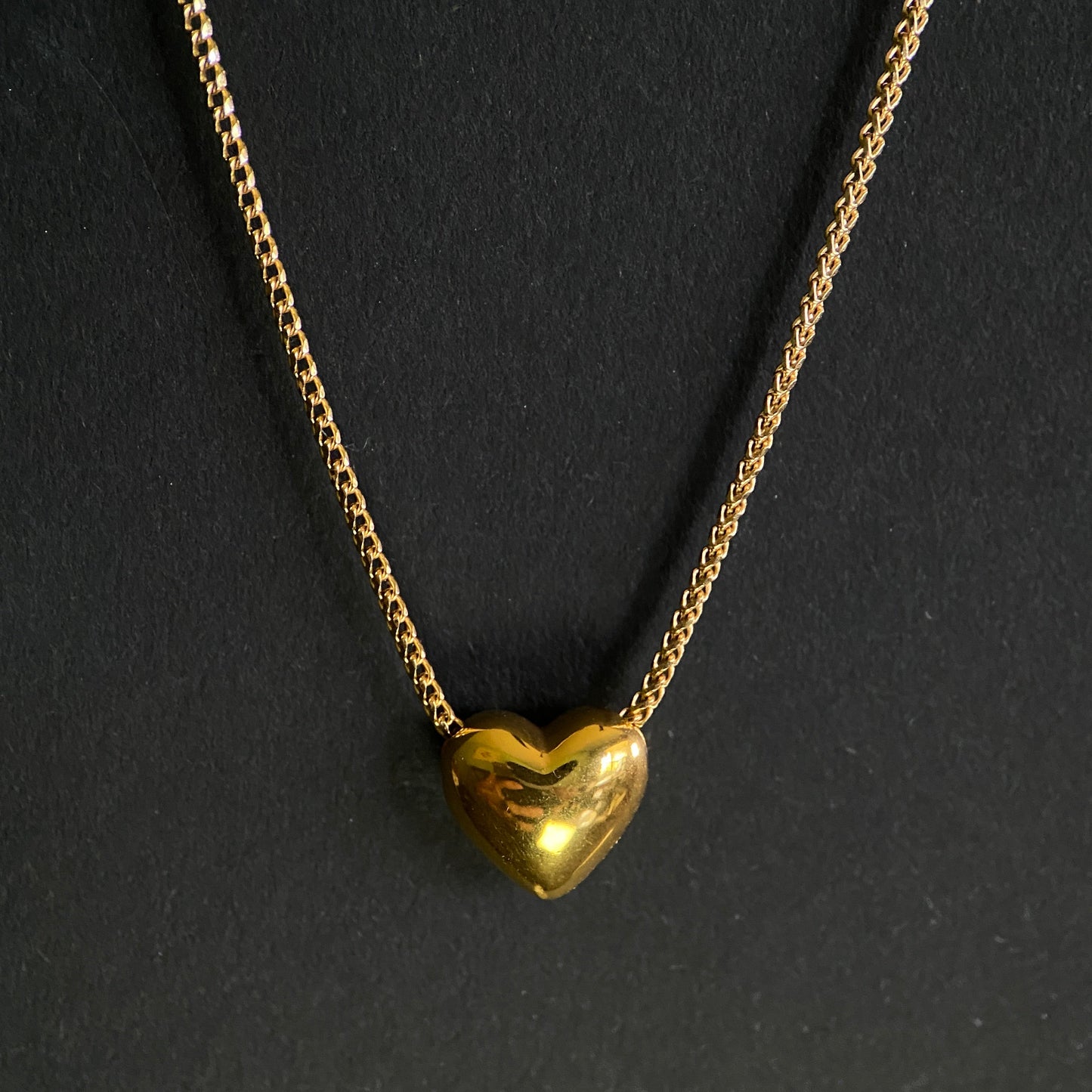 18k Solid Gold Heart Puff Pendant Charm