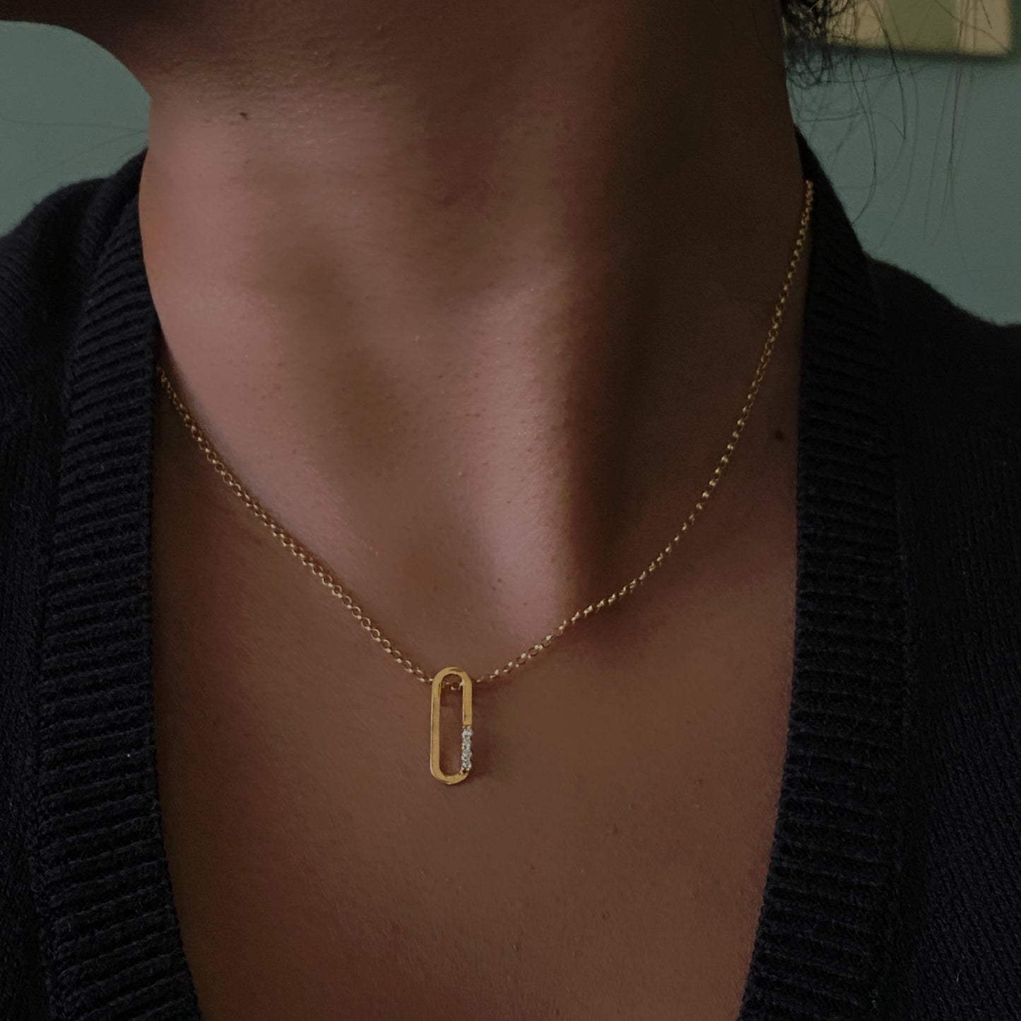 18K Gold Open Bar Pendant (Chain not included)