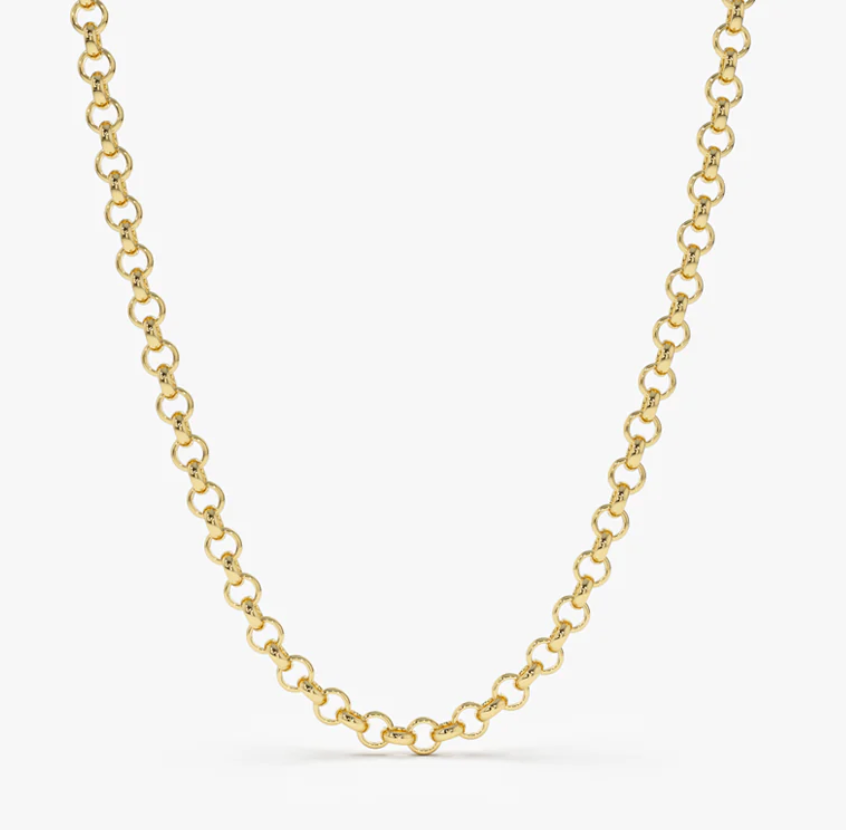 18K Solid Gold Rolo Chain