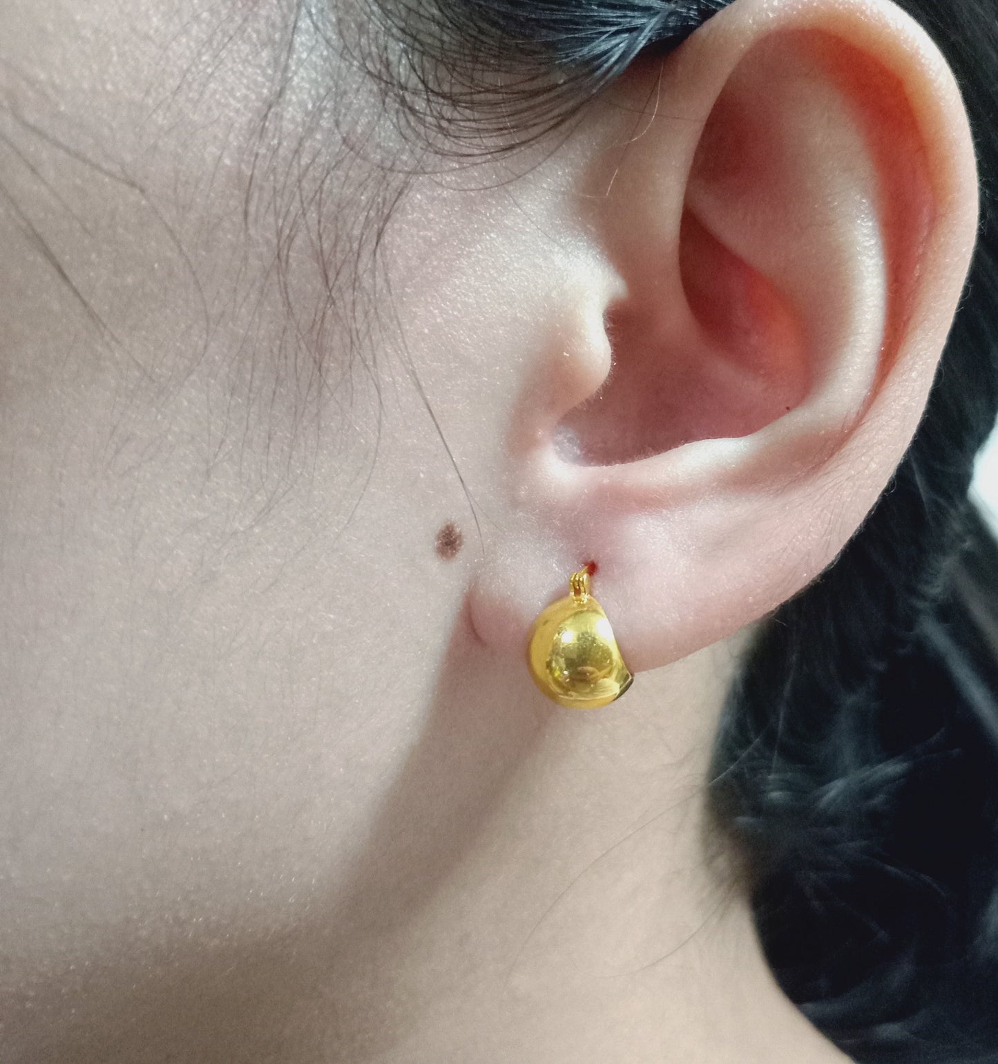 18K Gold Ball Hoop Earrings