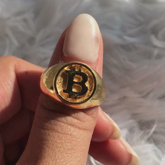 Bitcoin Signet Ring │ 18k Solid Gold